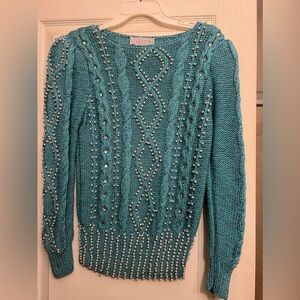 Vintage 80’s Pearl and rhinestone sweater sz small